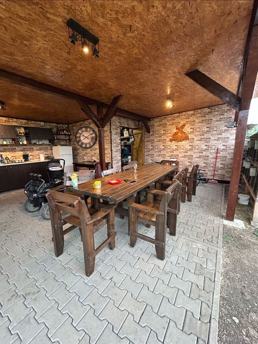 Masa rustic 3 metrii plus 10 scaune