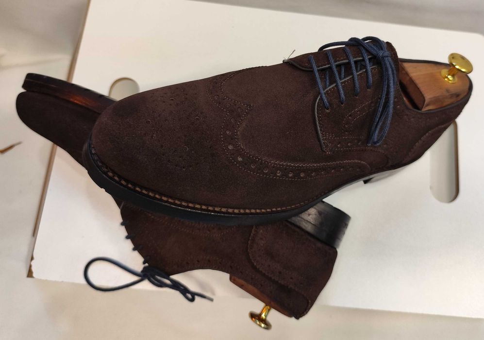 Pantofi derby brogue 43 43.5 premium Wellensteyn piele naturala maro