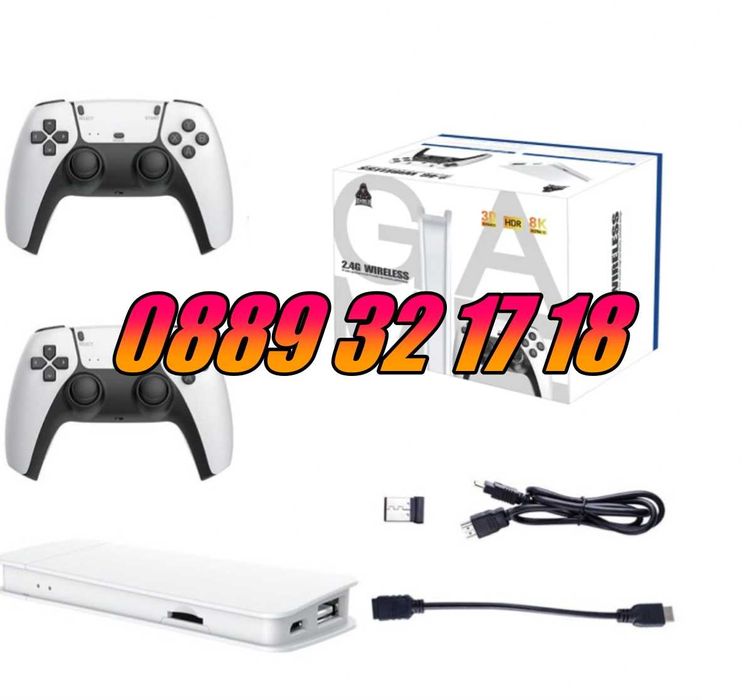 Безжична конзола М15, 30 000+ игри, Два безжични джойстика, 4K HD