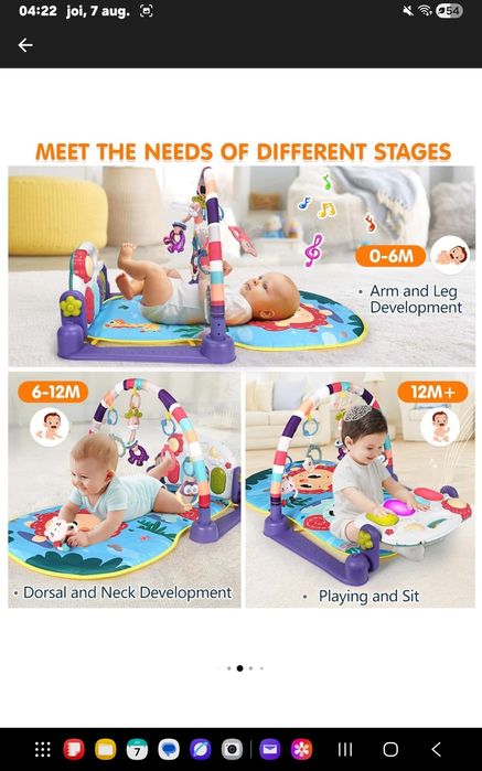 Saltea de activitati XXL pentru bebelusi, 0+