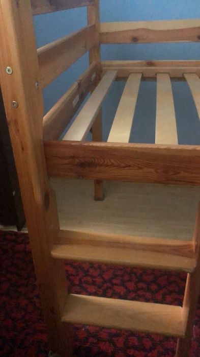 Vand pat etajat lemn masiv import germania cu scara si tobogan