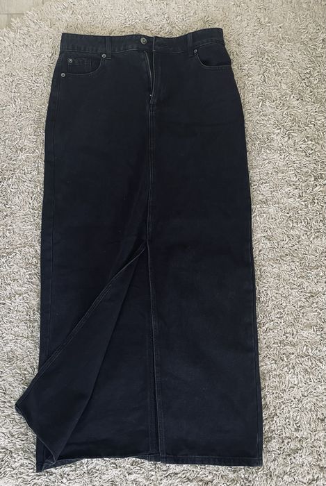 Черна дънкова пола, макси дължина