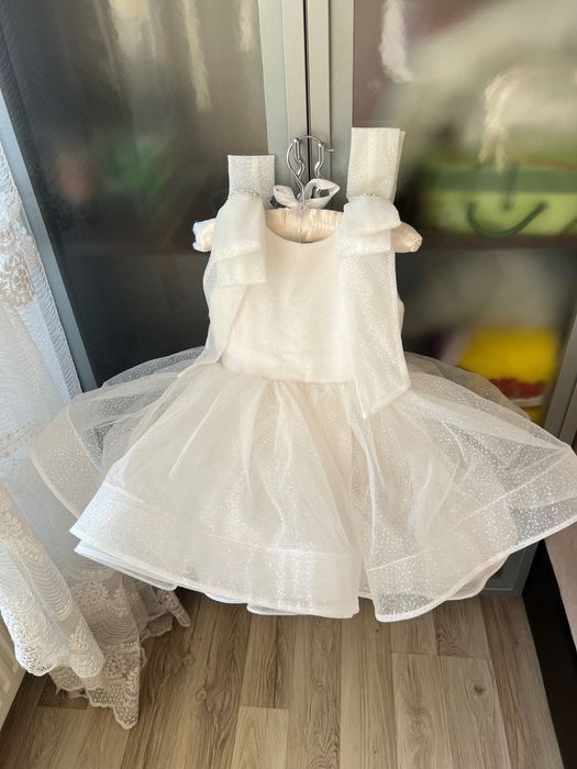 Рокли за мама и бебе, първи рожден ден, официална, бяла, туту рокля