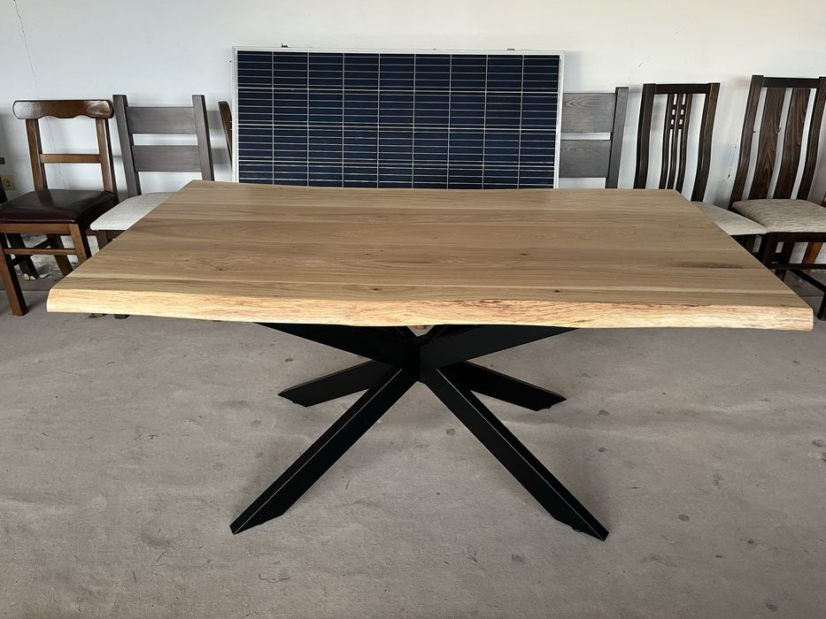 Масивна дъбова маса с метални крака 160/90