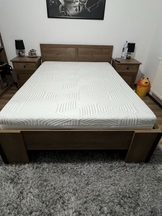 Pat Manderul 140x200 stejar salbatic+saltea+somiera