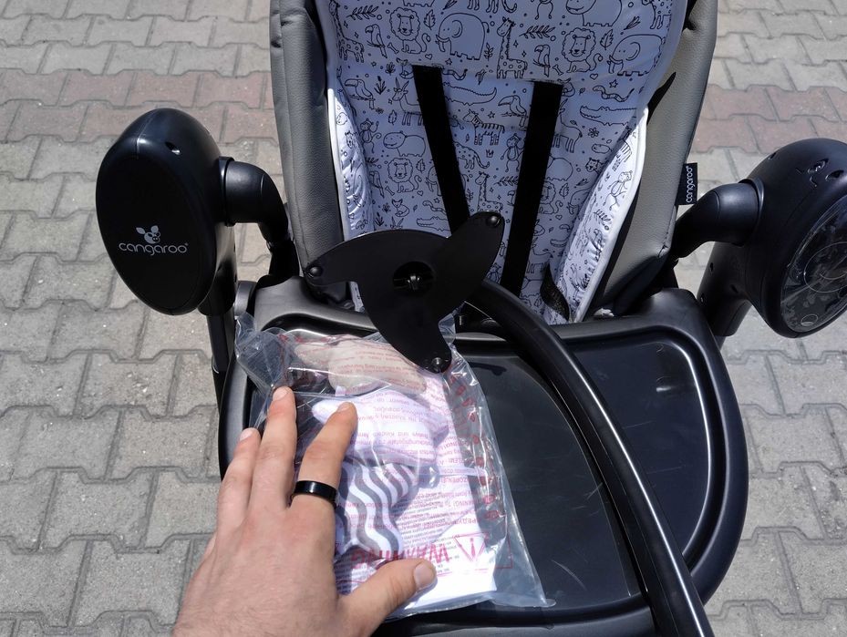 CANGAROO Стол за хранене с функция люлка NIRVANA 2в1 сив