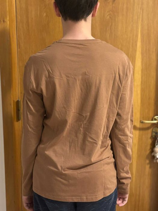 Tricou maro C&A din bumbac cu maneca lunga, baieti, 170 cm, 14+ani