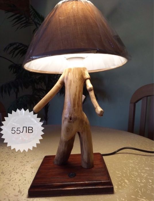 Уникални лампи: Ръчна изработка Лампа - от дърво, метал