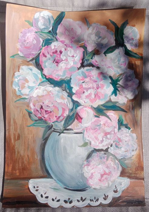 Картина "пионы в вазе"