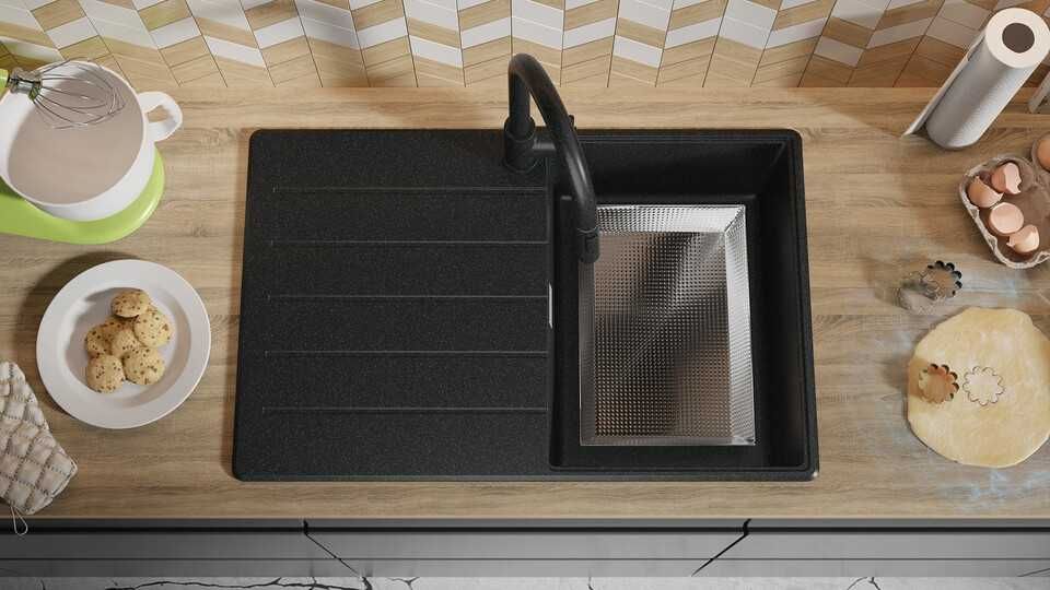 графит кухненска мивка от гранит Копенхаген 780х500 Top 50