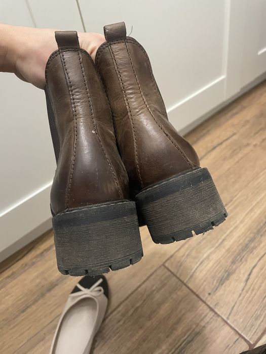 Ghete scurte piele naturală maro toamna iarna