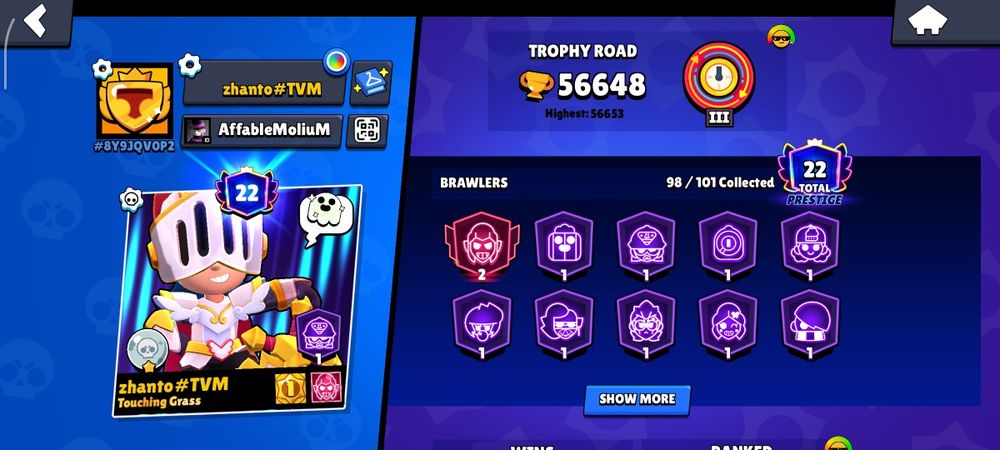 Аккаунт Brawl Stars 56к кубков+