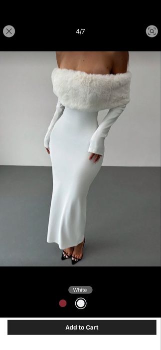 Дълга официална бяла рокля shein