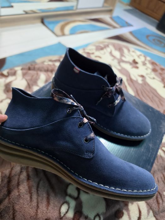 Pantofi bărbați piele întoarsă albastru