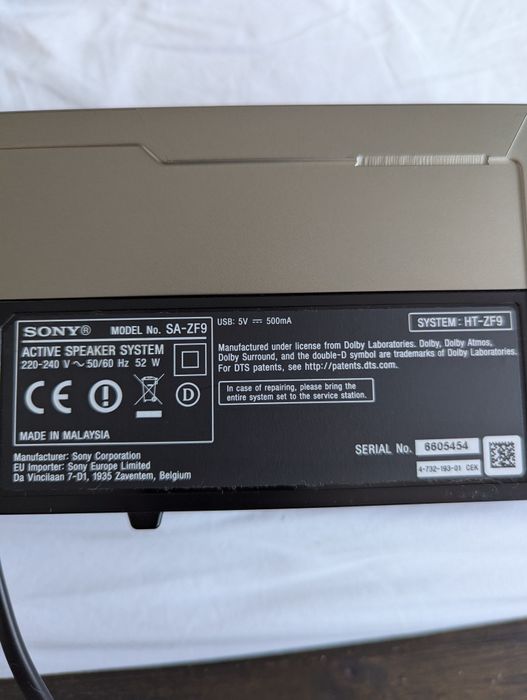 Sistem audio deluxe Sony HTZF9