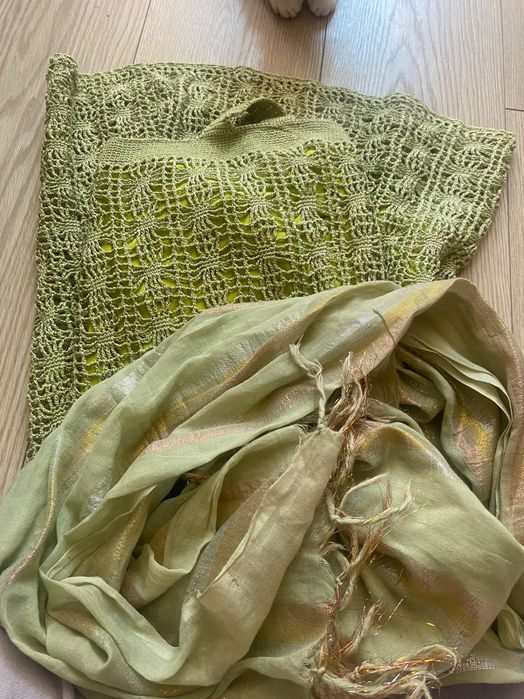 Hand made green dress + scarf