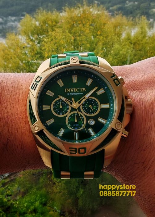 INVICTA Vanguard Green/Gold 50mm, Инвикта нов ръчен часовник