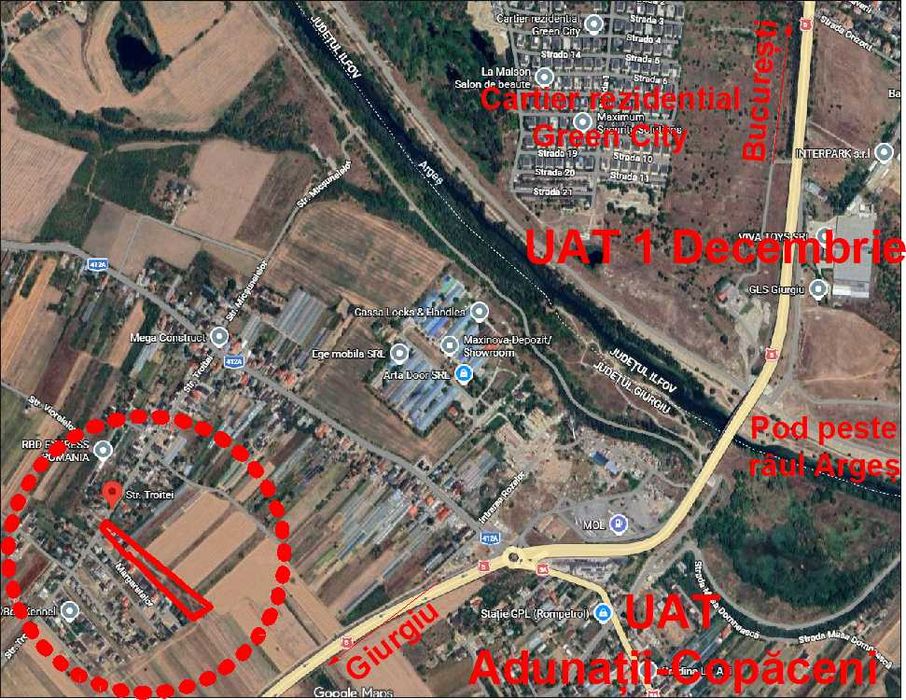 Loturi de teren(400-500 mp) de vanzare in zona rezidentiala - Adunatii Copaceni