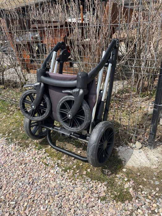 Carucior 3 in 1 LEXXO Silver Gray - Krausman - Testat ADAC  &  Scaun de masa pentru bebelusi 2 în 1, pliabil, cu tava dubla detasbila, 6–36 luni