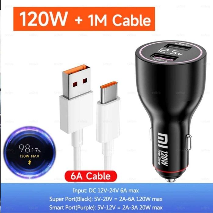 Incarcator auto Xiaomi 120w cu cablu original