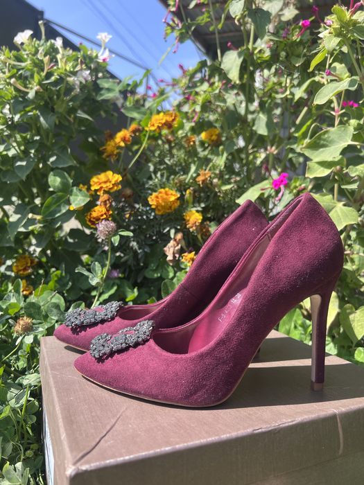 Туфли замша с камнями