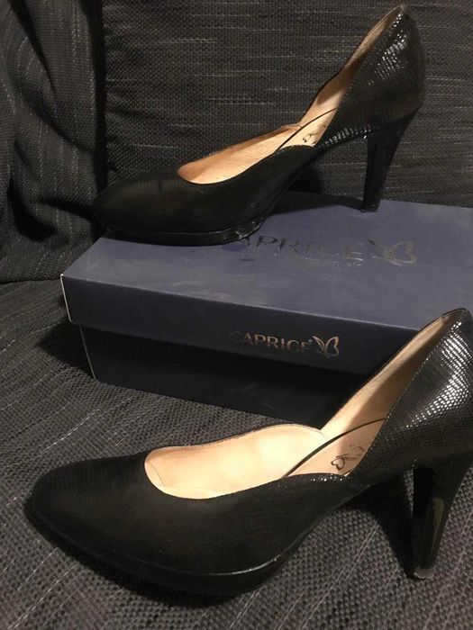 Дамски обувки естествена кожа черни Capris номер 38