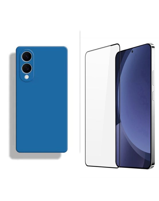 Husa Liquid Fine si Folie Sticla - Samsung S24 FE S25 FE S25 EDGE