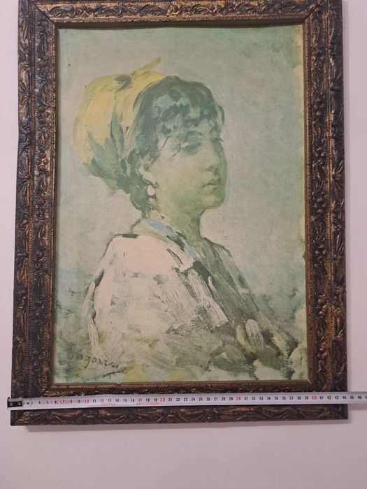 Tablou vechi Nicolaie Grigorescu ,,Fata cu basma galbena “