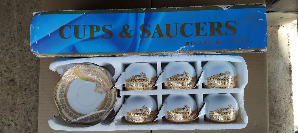 Set cești cafea aurite