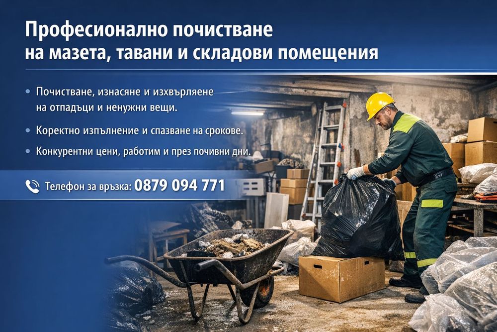 Професионално почистване на мазета, тавани и складови помещения