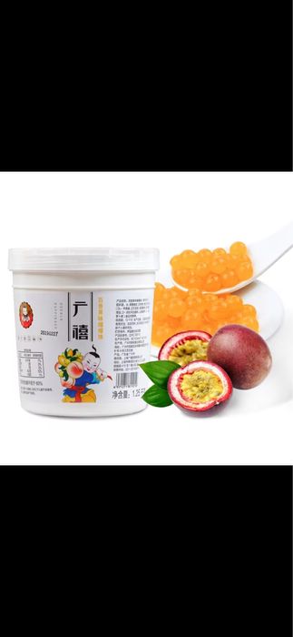 Маракуйя бабл ти (джусс боллы,поппинг боба,тапиока,лопающиеся шарики)