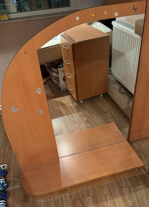 Dulap PAL dormitor cu usi glisante+oglinda+mini dulap+placaj pat