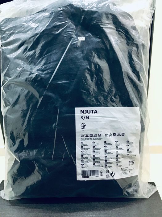 Halat baie IKEA unisex nou,sigilat,S/M, bumbac 100%, alb/negru