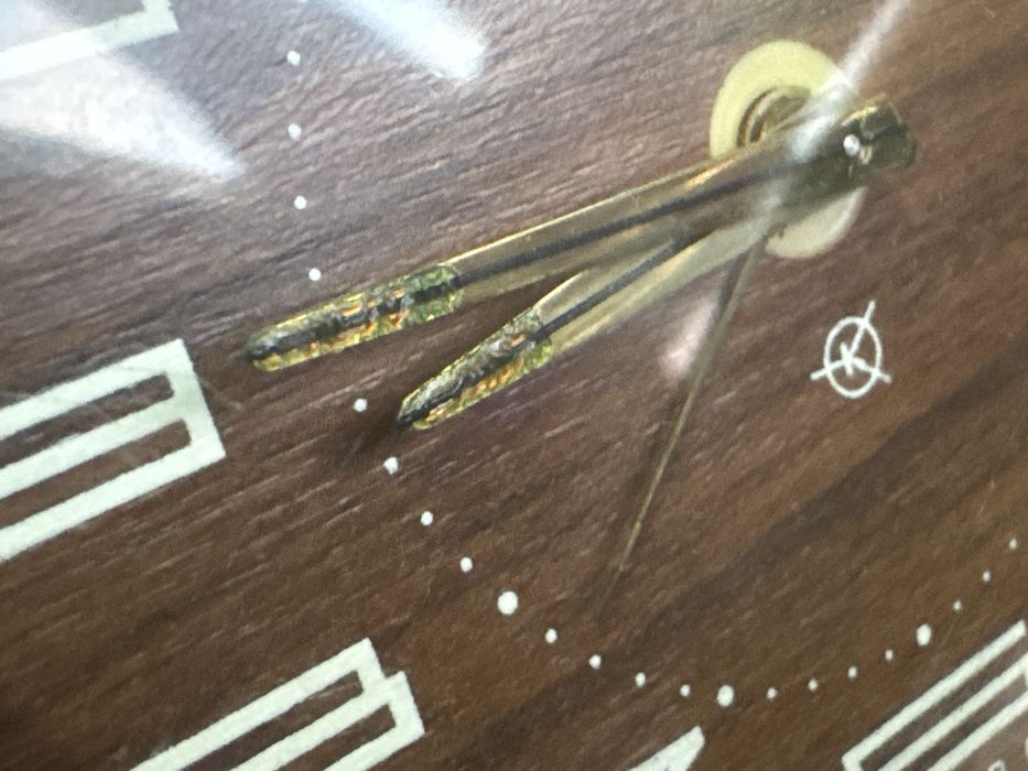 Rigla lemn vintage 45 ani Tehnolemn Timișoara +ceas masa vintage SLAVA