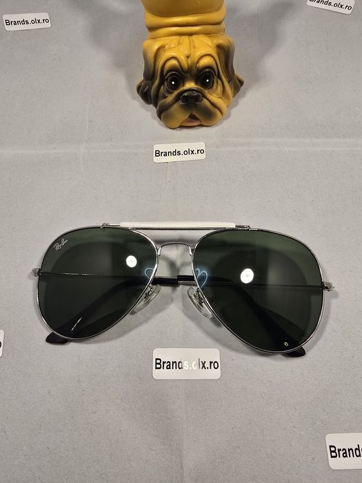 Promotie - Ochelari de soare Ray-Ban RB3030 Outdoorsman I, lentile verzi din sticla, rama argintie pilot shaped