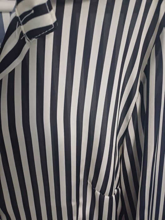 Cămașă satinată BSB negru crem dungi M