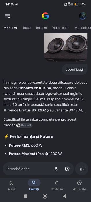 Subwoofer auto activ hifonics brutus 2x12 inch bass  masina dublu  1200 w rms