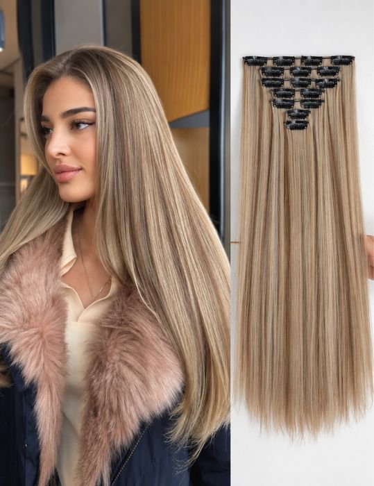 Extensii par nuanta blond natural clip-on - set complet