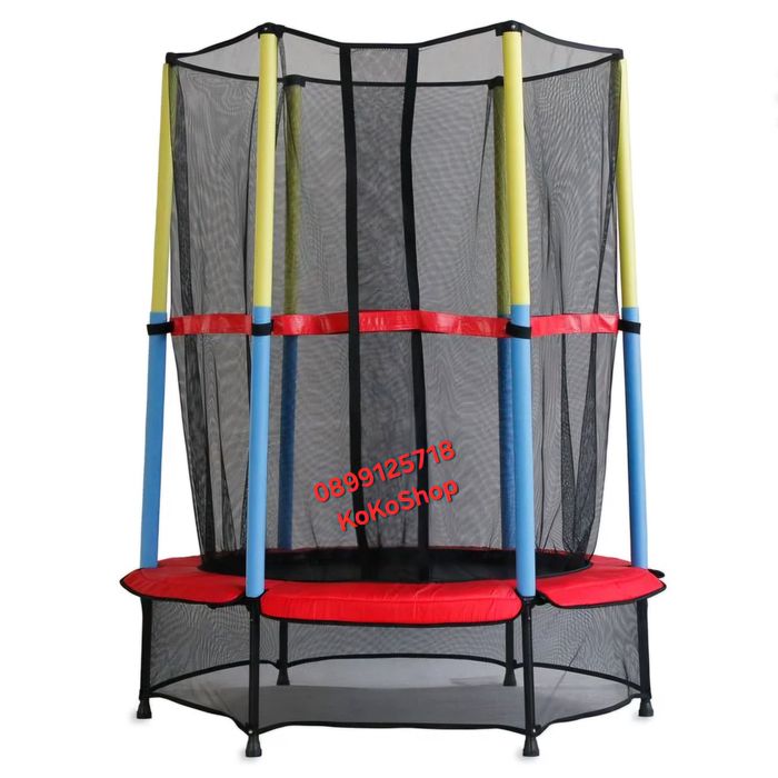 Детски батут с мрежа – Ø139 см, височина 182 см