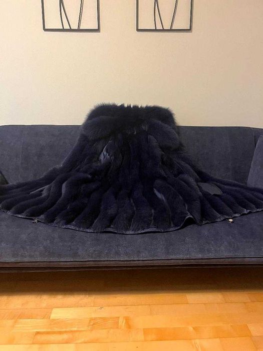 Haina din blana naturala de vulpe cu doua fete