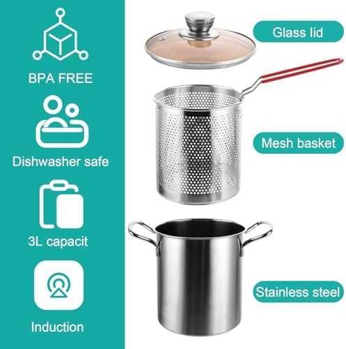 Тенджера за аспержи и паста 3L 16см с цедка Inox