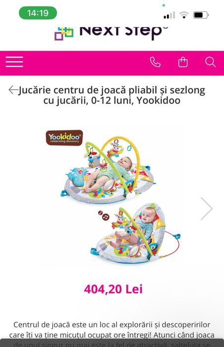 Centru de joaca pliabil si sezlong cu jucarii 0-12 luni