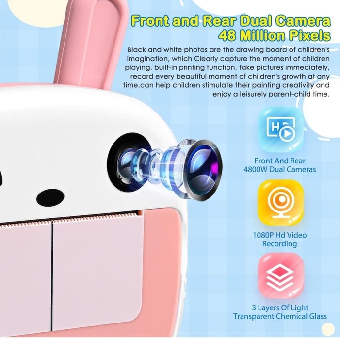 Aparat Foto cu Imprimare WIFI cu accesorii, Wallalla, 32 GB, Roz