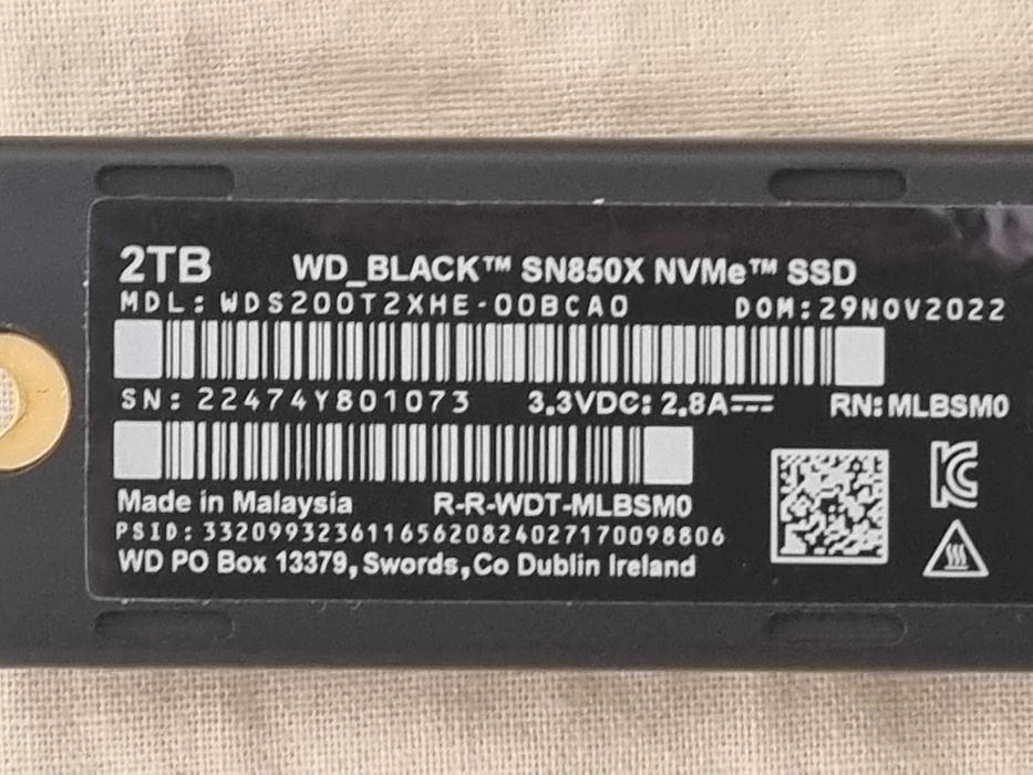 SSD WD Black SN850X, 2TB, PCIe Gen4 x4, NVMe, с радиатор