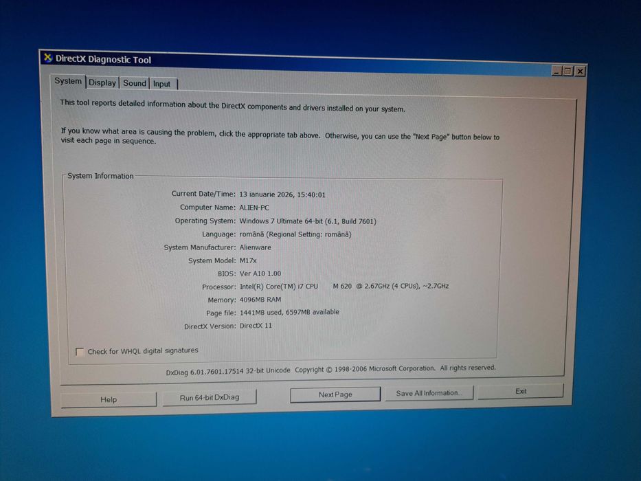 Laptop Alienware M17R2