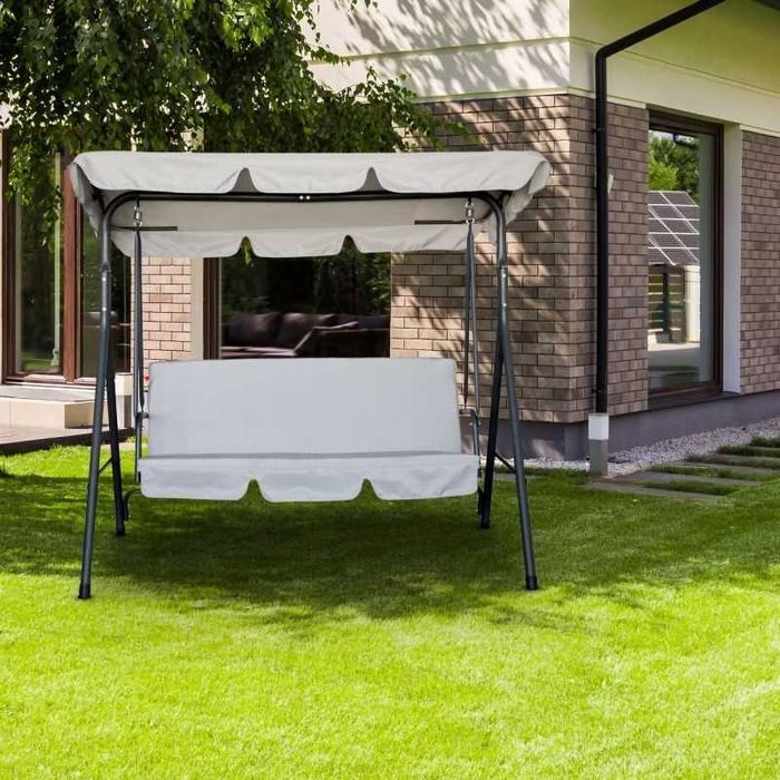 Balansoar Leagan Banca Metal Gri Curte Gradina Terasa 3 Persoane Relaxare Livrare GRATUITA !