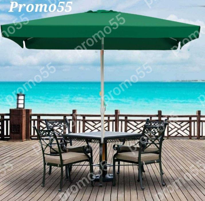 Голям квадратен чадър 230см. х230см., с клапа за стабилност при вятър