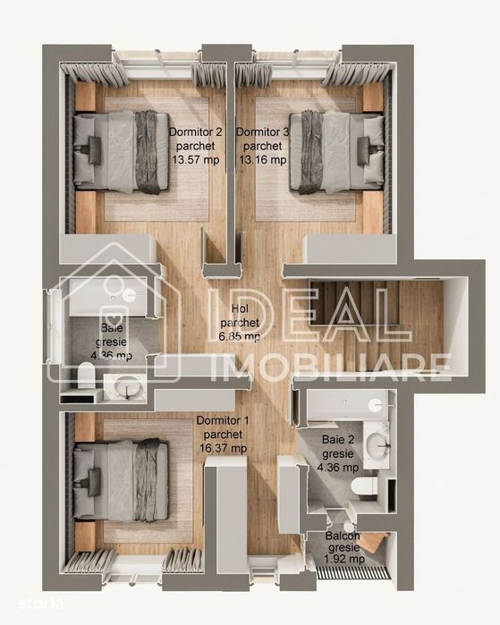 Casă individuală P + M – Șura Mare | 120 mp utili | 5 camere | Curte 2