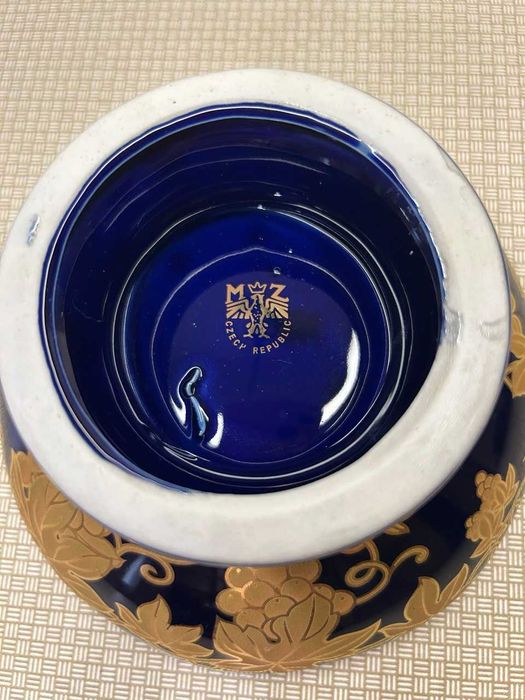 Конфетница цвета кобальт с росписью | Вазочка для сервировки стола