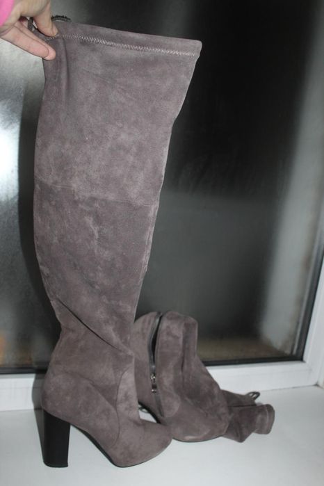 сапоги ботфорты-чулки на каблуке